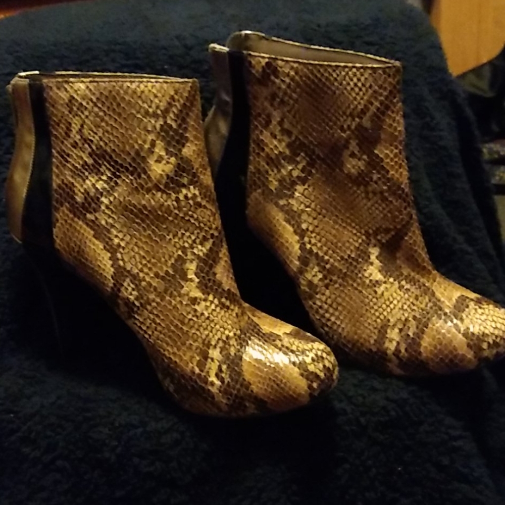 Snake skin High heeled ankle boots